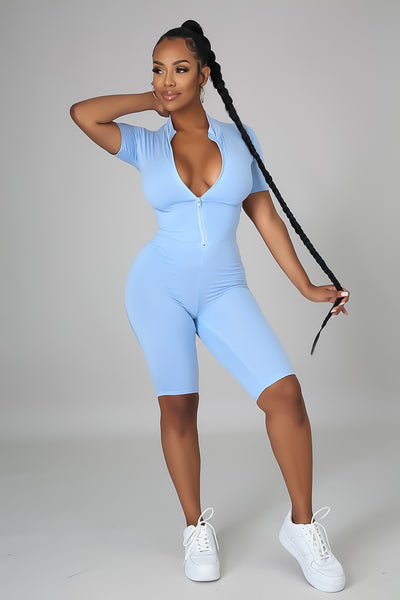 “In A Hurry” Baby Blue Romper