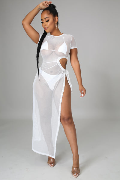 “Beachy Feeling Boo” White Coverup Dress